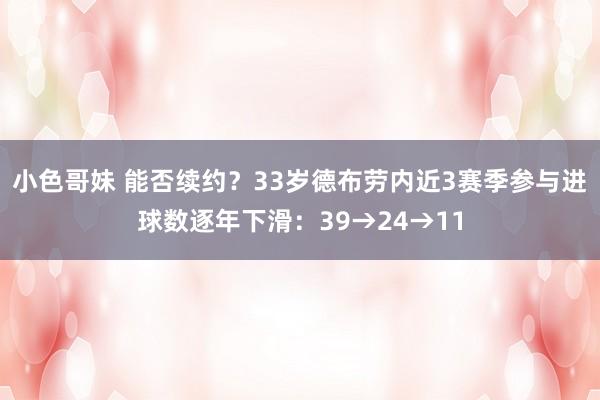 小色哥妹 能否续约？33岁德布劳内近3赛季参与进球数逐年下滑：39→24→11