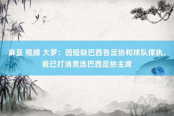 麻豆 视频 大罗：因短缺巴西各足协和球队撑执，我已打消竞选巴西足协主席